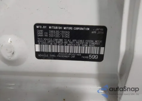 2015 Mitsubishi Lancer Es from USA, damaged, VIN JA32U2FU8FU021469